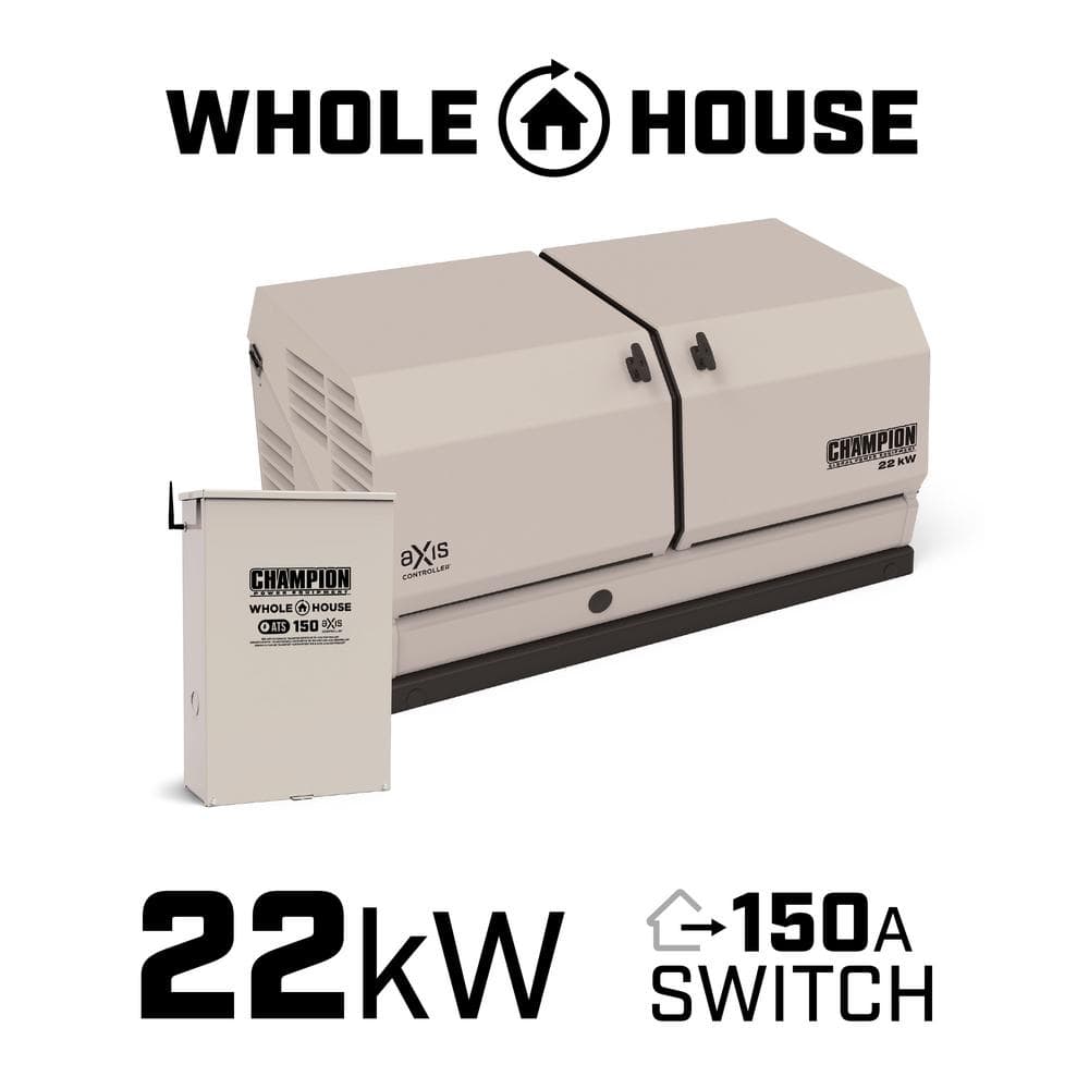 Champion Power Equipment 22,000-Watt Dual Fuel Whole House Home Standby ...