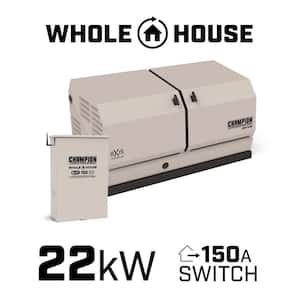 22kW Dual Fuel (NG/LPG) Whole House Home Standby Generator and 150-Amp Automatic Transfer Switch with aXis Technology