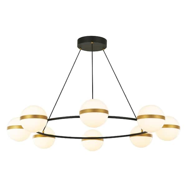 ALORA Tagliato 44 in. 8-Light 82-Watt Matte Black/Brushed Gold Integrated LED Chandelier