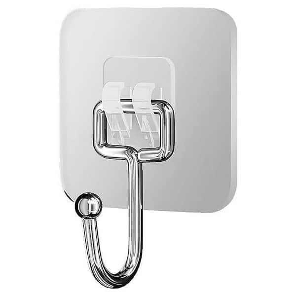 Large Heavy Duty Adhesive Hooks Transparent Metal Waterproof Design Holds 22 lbs. for Indoor and Outdoor Use