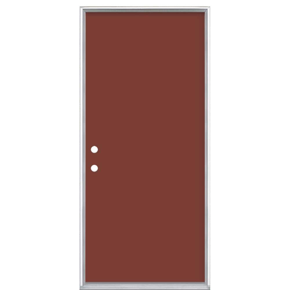 36 in. x 80 in. Flush Right-Hand Inswing Red Bluff Painted Steel Prehung Front Exterior Door No Brickmold