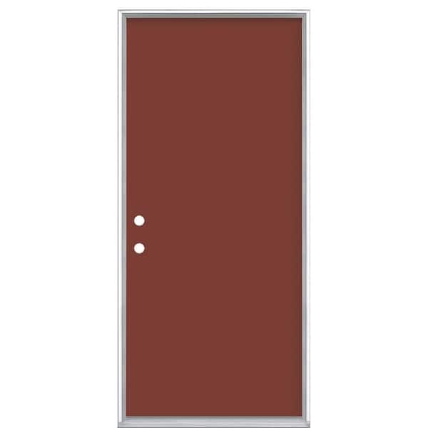 Masonite 36 in. x 80 in. Flush Right-Hand Inswing Red Bluff Painted Steel Prehung Front Exterior Door No Brickmold