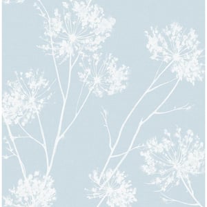 One O'Clock Light Blue Floral Vinyl Peel and Stick Wallpaper Roll (Covers 30.75 sq. ft.)
