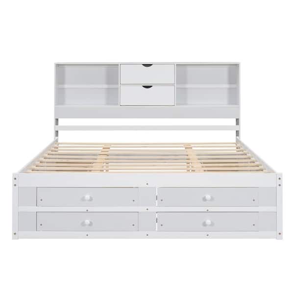 Harper & Bright Designs White Wood Frame King Size Platform