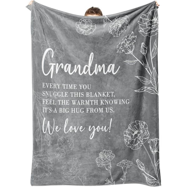 Afoxsos Gray Grandma Polyester Soft Flannel 60 in. x 50 in. Blanket-Mothers Day Birthday Gifts for Grandmas