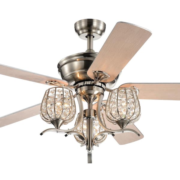 Warehouse of Tiffany Boye 52 in. Silver Indoor Remote Controlled Ceiling Fan with Light Kit