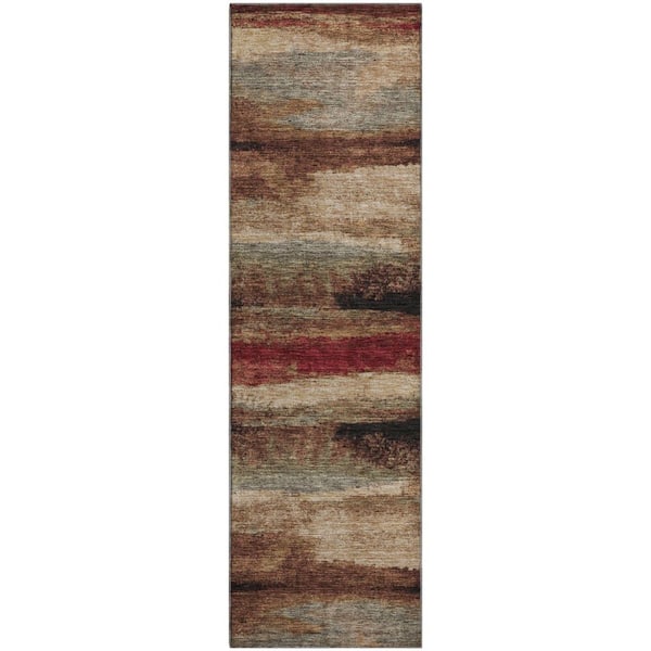 Addison Rugs Mayfield Premium Machine Washable Abstract AMF942 Mocha 2 ft. 3 in. x 7 ft. 6 in. Runner Rug