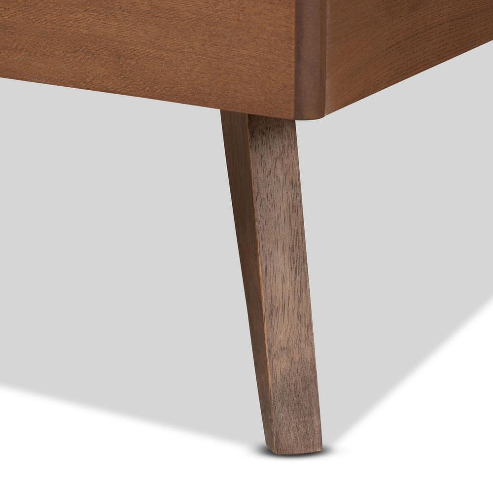 Ash Walnut Twin Wood Frame Bed with Spindle Headboard