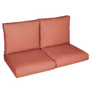 27 in. x 29 in. x 5 in. (4-Piece) Deep Seating Outdoor Loveseat Cushion in Sunbrella Cast Coral