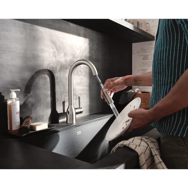 MOEN Adler Single-Handle Pull-Down Sprayer Kitchen Faucet with Power Clean  and Reflex in Spot Resist Stainless 87233SRS - The Home Depot