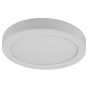 Jasmine 7.2 in. 60-Watt White Integrated LED Flush Mount with Frosted Glass White Shade