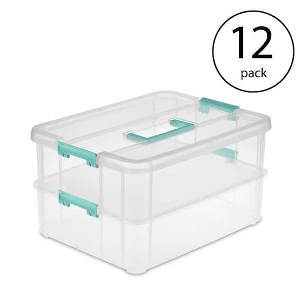 CLEAR PLASTIC STORAGE BOXES WITH LID STACKABLE STACKING SPACE