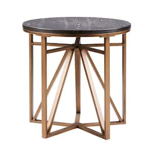 Kayden 20 in. Antique Bronze Round Wood End Table