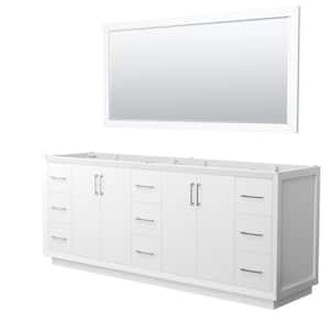 Strada 83.25 in. W x 21.75 in. D x 34.25 in. H Double Bath Vanity Cabinet without Top in White with 70 in. Mirror