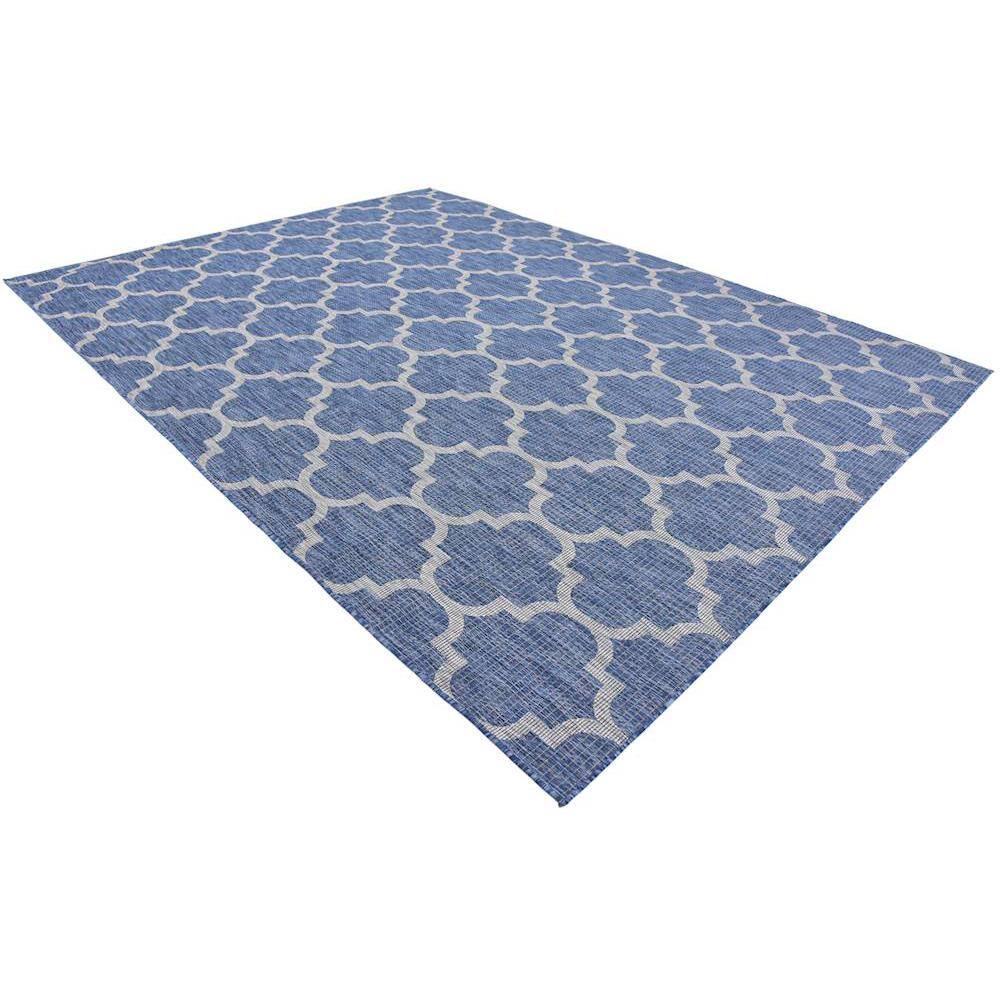 Navy Blue Trellis 9' x 12' Synthetic Outdoor Rug