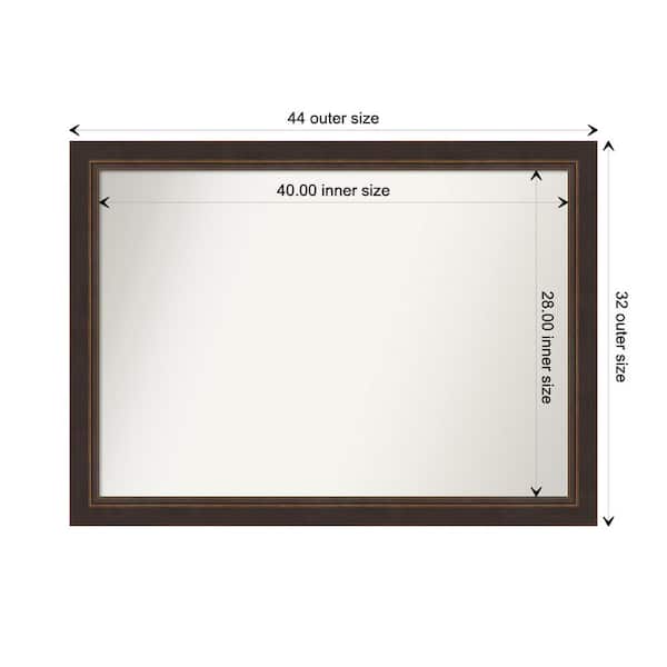 Amanti Art Lara Bronze 44.5 in. x 32.5 in. Custom Non-Beveled Wood FramedBathroom Vanity Wall Mirror