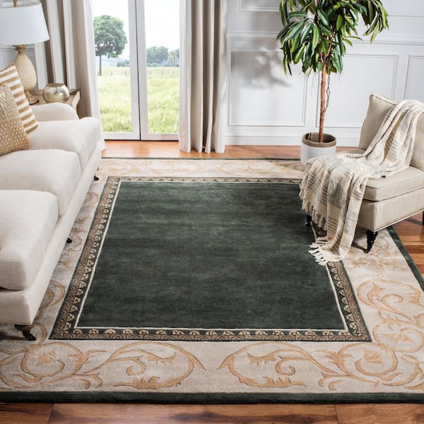 Total Performance 3 ft. x 5 ft. Green/Ivory Border Floral Area Rug