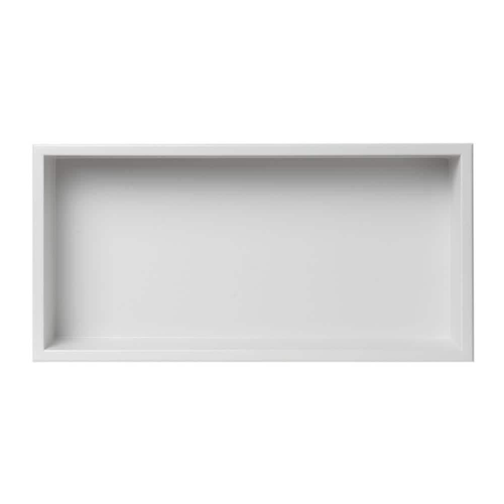 Matte White Stainless Steel 24" Horizontal Shower Shelf Niche