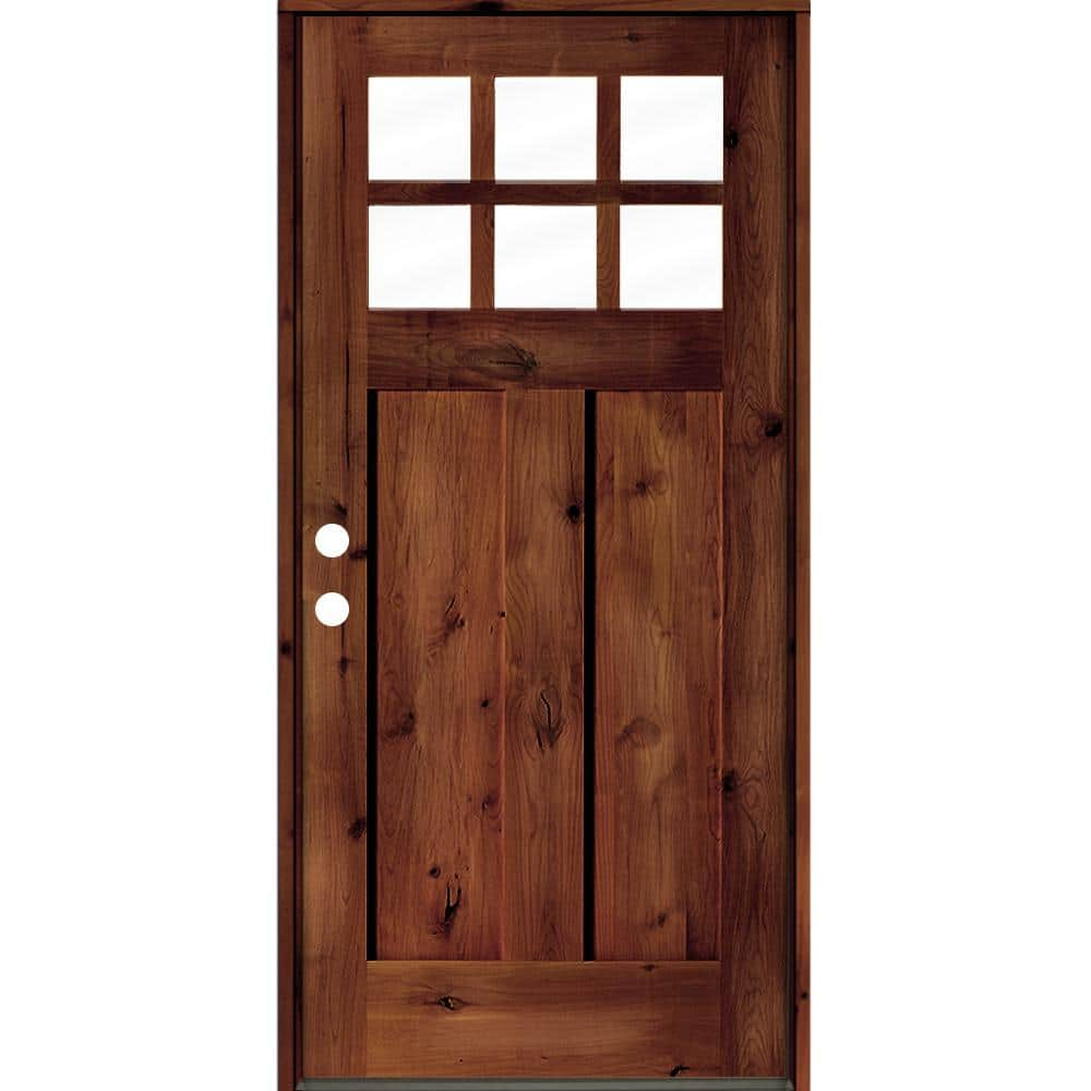 Krosswood Doors 36 in. x 80 in. Craftsman Knotty Alder Clear Low-E