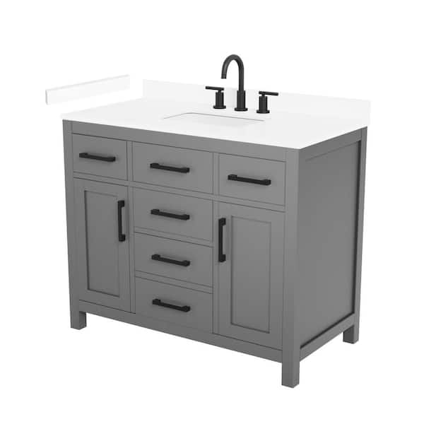 Beckett 42 in. Single Freestanding Dark Gray Bath Vanity with White Cultured Marble Top