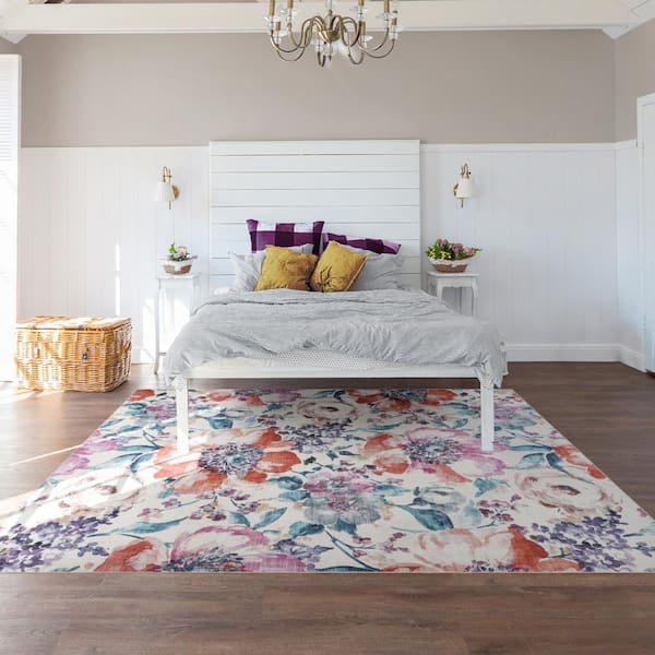 Gertmenian Crystal Print Polyester Digital Printed 6x9 Flora Multi Area Rug
