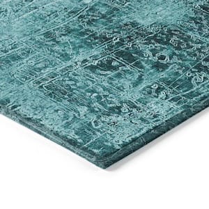 Chantille ACN559 Teal 1 ft. 8 in. x 2 ft. 6 in. Machine Washable Indoor/Outdoor Geometric Area Rug