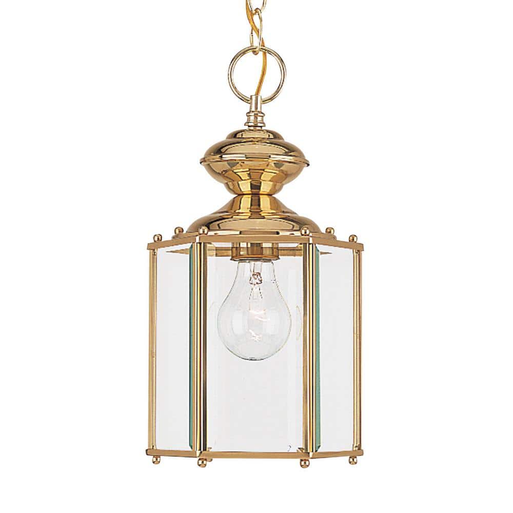 Polished Brass and Clear Glass Convertible Pendant Light
