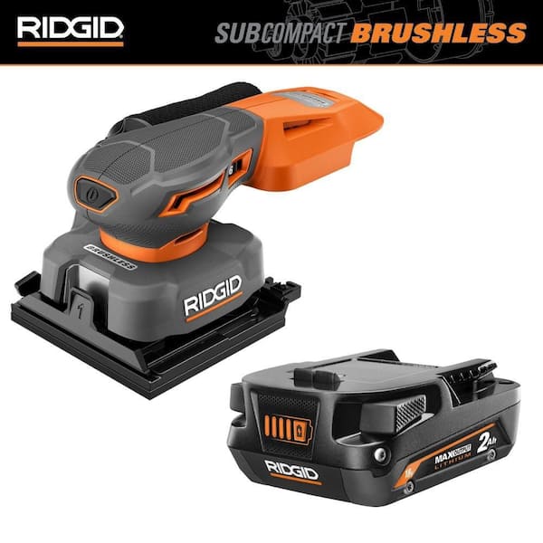 RIDGID 18V SubCompact Brushless 1/4" Sheet Sander with 2.0Ah MAX Output Battery