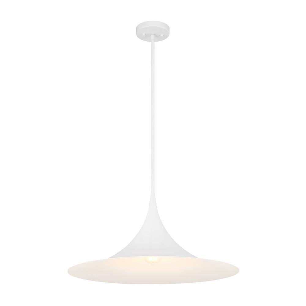 Bisque White Glass and Chrome 1-Light Pendant