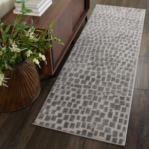 Urban Chic Grey 2 ft. x 7 ft. Tiled Contemporary Runner Rug
