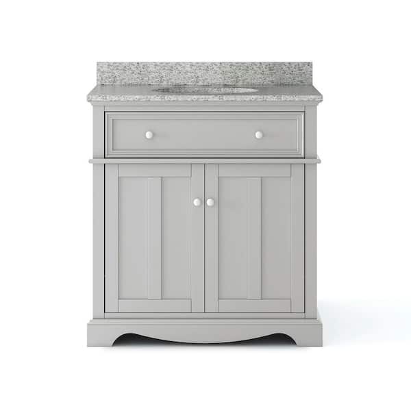 Fremont 32 in. Single Sink Grey Bath Vanity with Grey Granite Top (Assembled)
