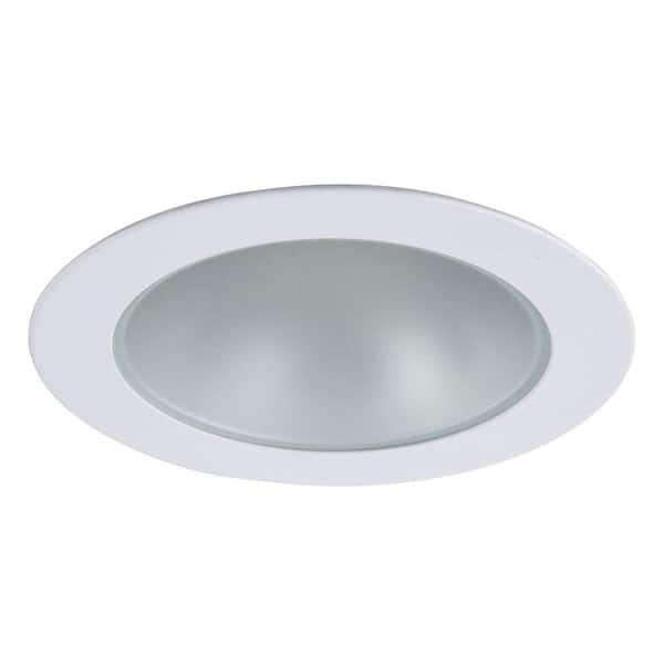 Elegant Lighting 4 in. Matte White Recessed Shower Trim with Frosted Glass