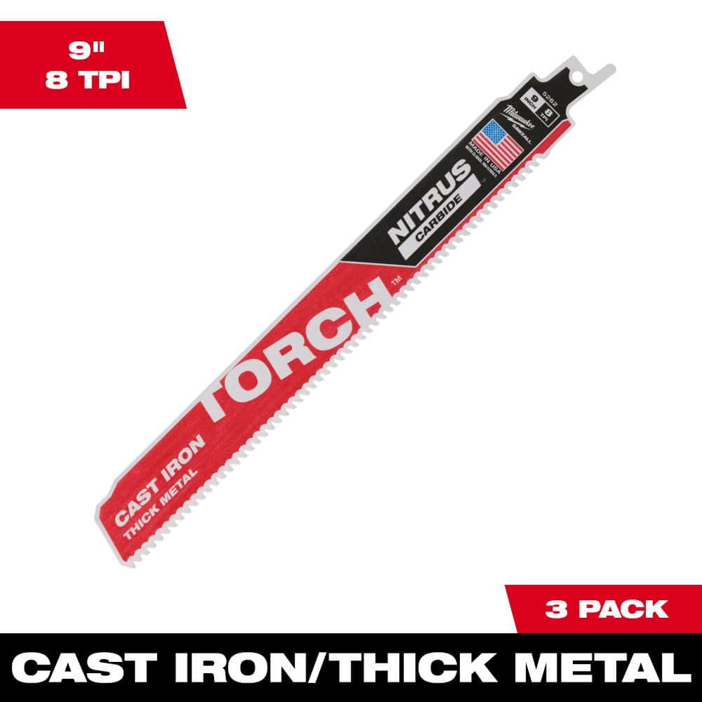 Milwaukee 9 Nitrus Carbide Cast Iron Torch Sawzall Blade (3 Pack) 48-00-5362
