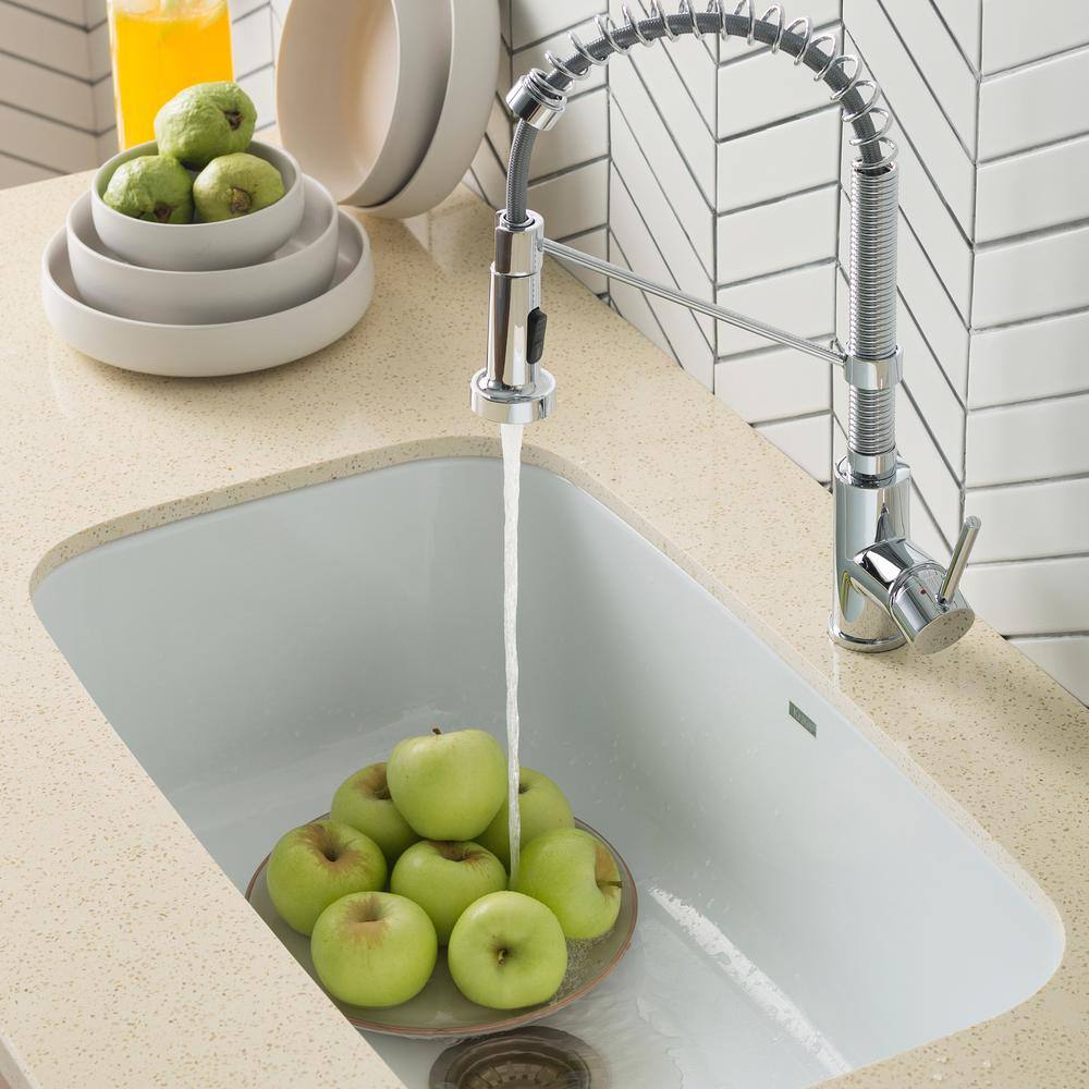 White 31 1/2-inch Undermount Stainless Steel Single Bowl Kitchen Sink