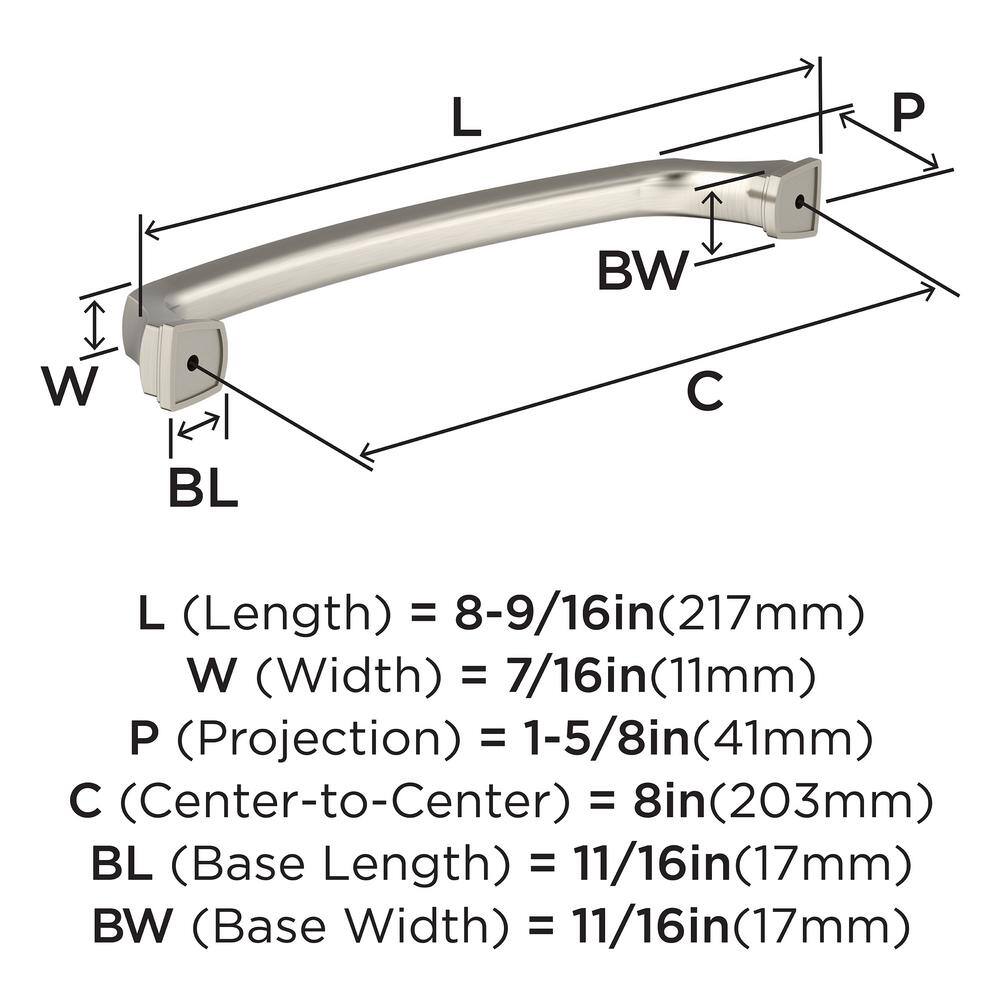 Satin Nickel 8" Brushed Cabinet Drawer Pull with Mounting Hardware