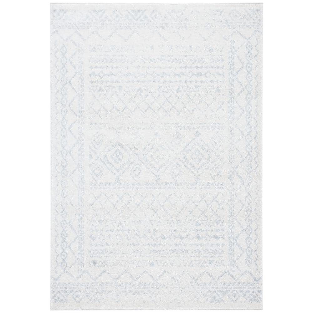 Gray Geometric 6' x 9' Hand-Knotted Synthetic Area Rug