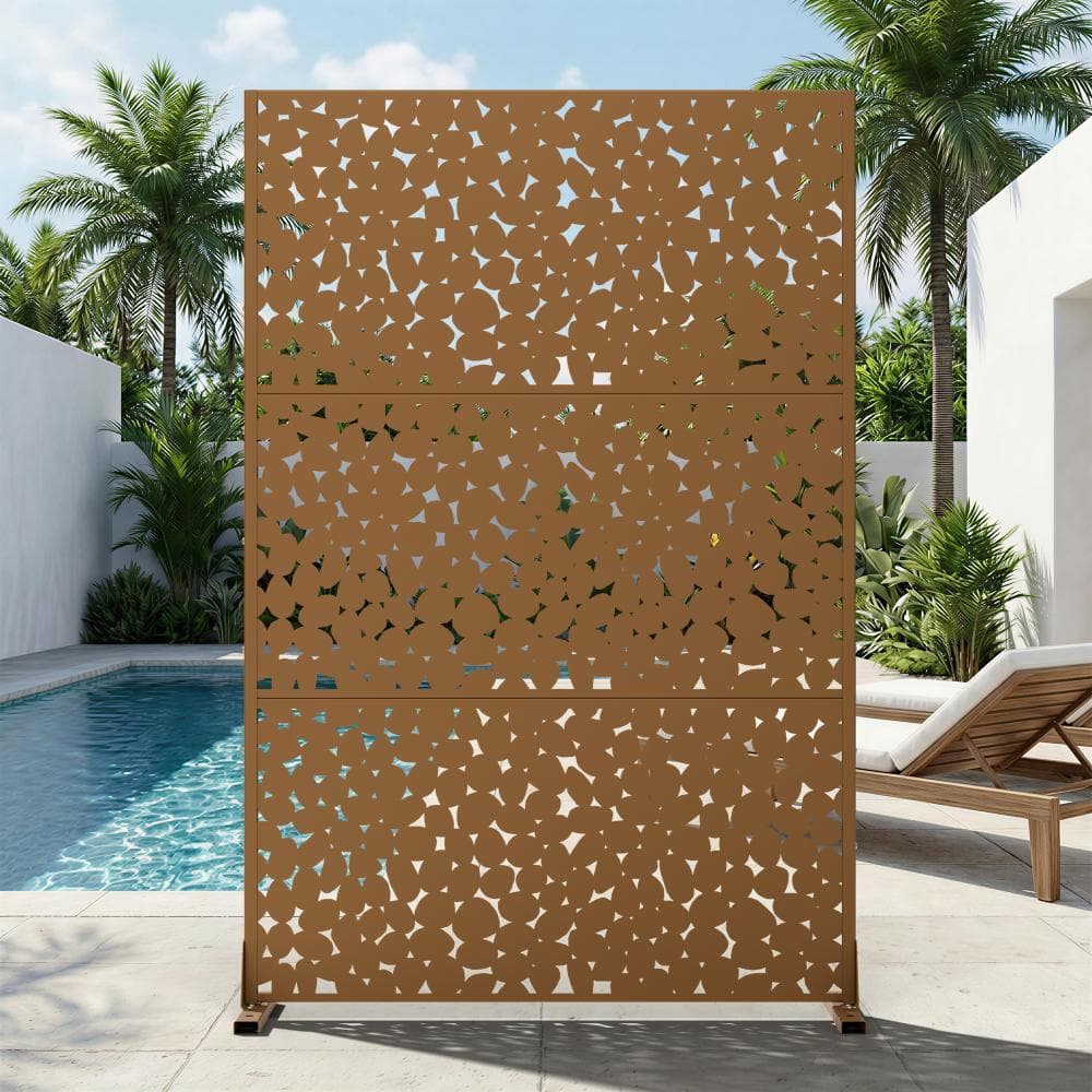 47 in. W x 72 in. H Brown Galvanized Steel Freestanding Pebble Cut Garden Privacy Screen (1-Pack) price history on PriceWatchPro