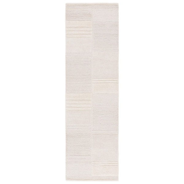 Manhattan 2 ft. x 8 ft. Ivory/Beige High-Low Solid Color Runner Rug