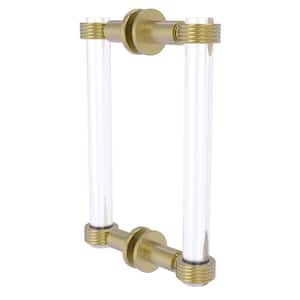 Clearview 8 in. Back to Back Shower Door Pull with Groovy Accents in Satin Brass
