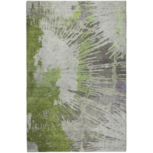 Dream Shag Premium Machine Washable Abstract ADS645 Olive 10 ft. x 14 ft. Area Rug
