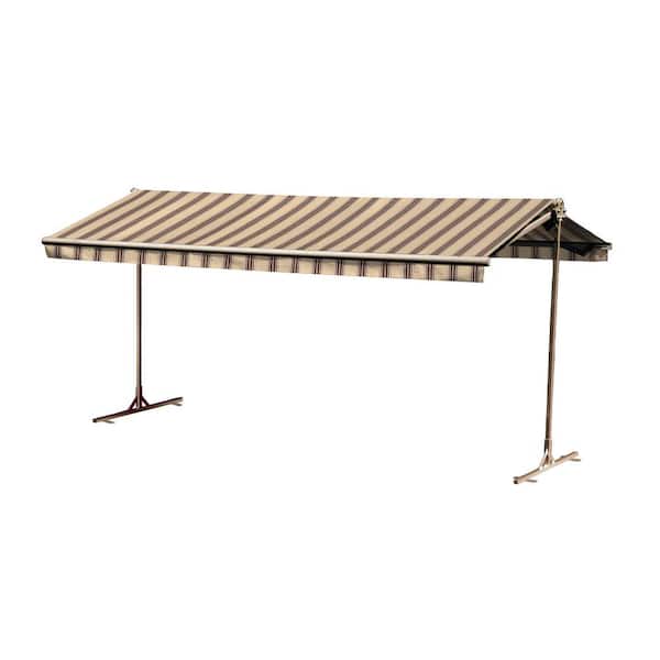 Bali Essentials 16 ft. Oasis Freestanding Motorized Retractable Awning (120 in. Projection) with Remote in Saddle