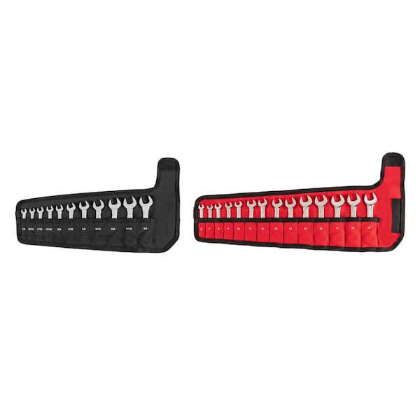 TEKTON 1/4-3/4 in. 6-19 mm Stubby Combination Wrench Set with Pouch (25-Piece)