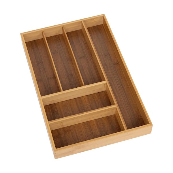 Seville Classics - 11.75 in. x 18 in. x 2 in. Bamboo Utensil Drawer Organizer Tray