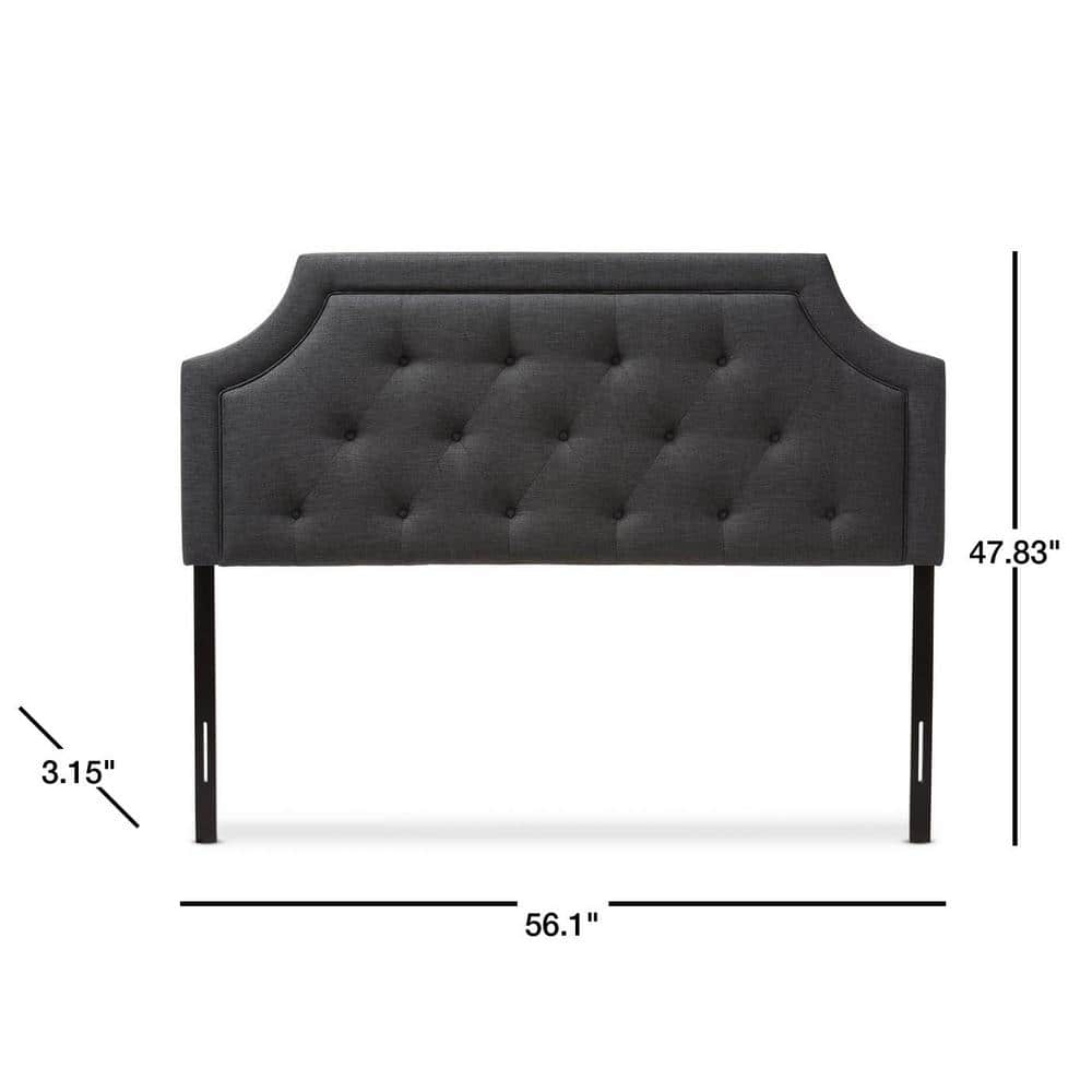 Mars Dark Gray Tufted Upholstered Full Headboard with Wood Legs