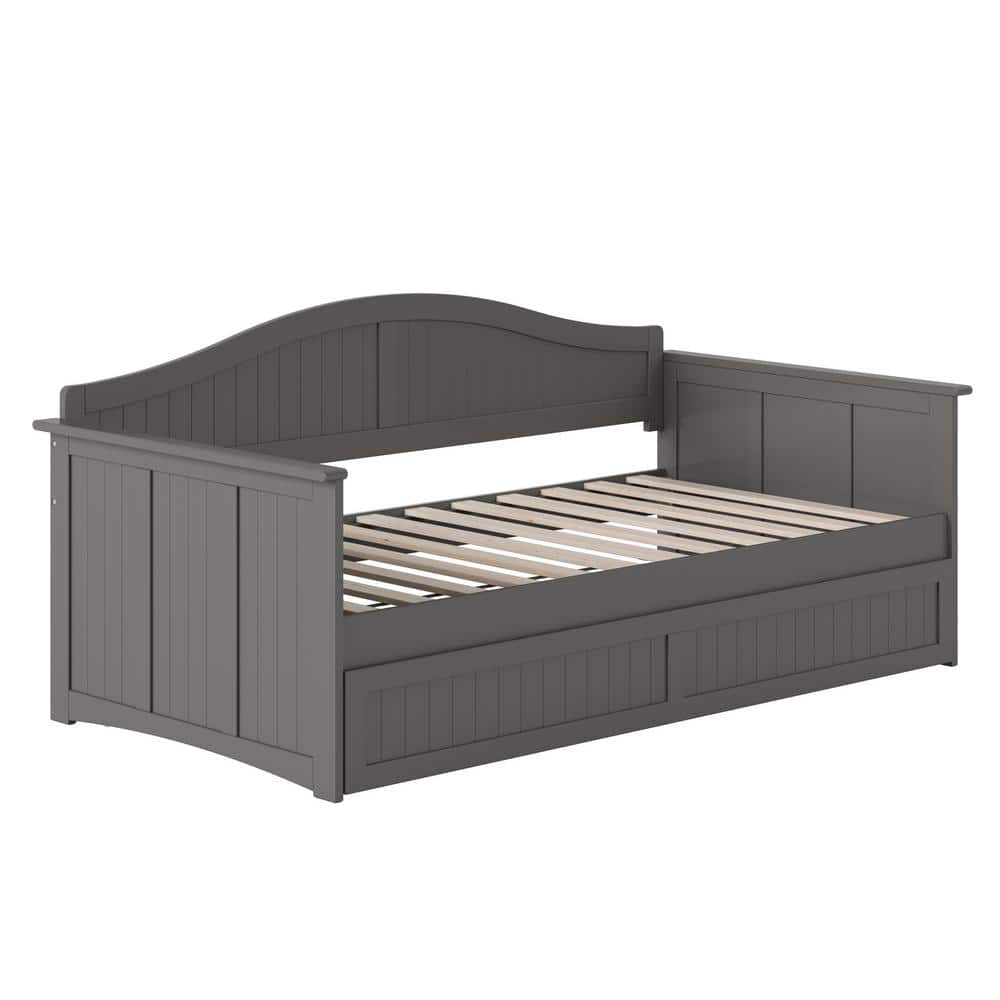 Nantucket Gray Twin Wood Daybed with Trundle and Drawer
