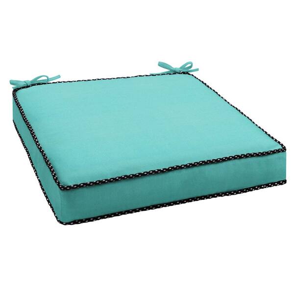at Home Turquoise Canvas Outdoor Square Seat Cushion