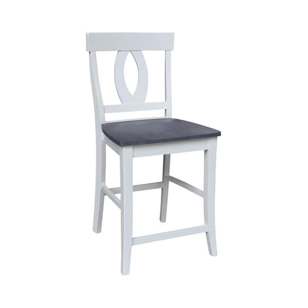 International Concepts Verona 24 in. H White/Heather Gray Solid Wood Stool