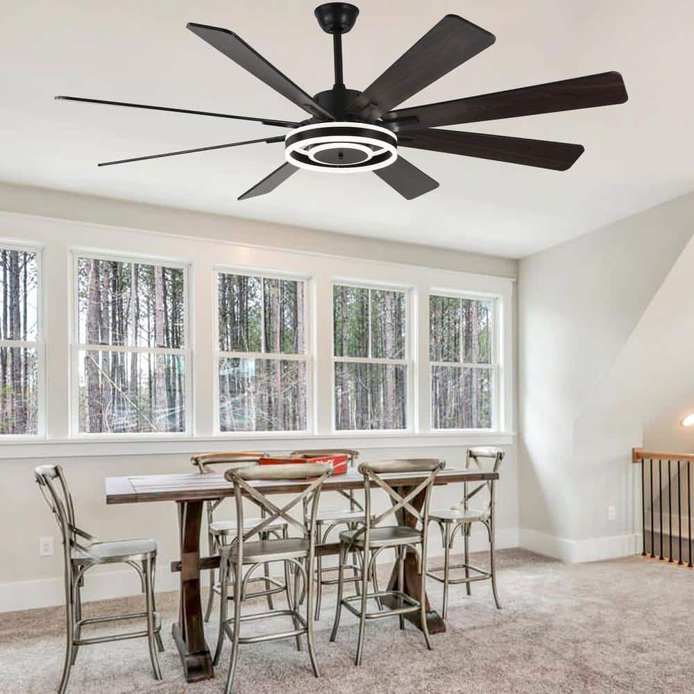 Belcarra 72-inch Black Plywood Ceiling Fan with LED Light and Remote