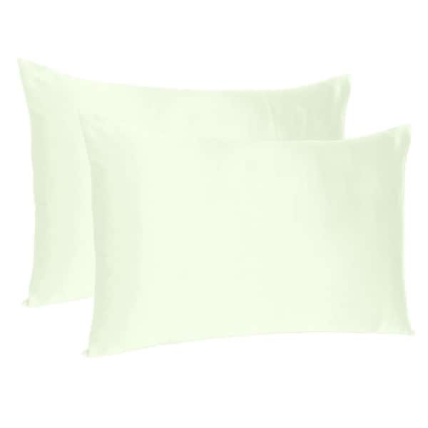 HomeRoots Amelia Ivory Solid Color Satin Standard Pillowcases (Set of 2)