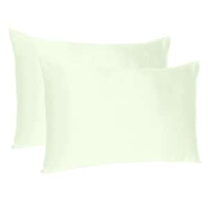 Amelia Ivory Solid Color Satin Standard Pillowcases (Set of 2)